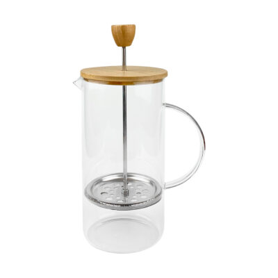 PRENSA FRANCESA DE VIDRIO Prensa francesa de vidrio sin duda muy bonita ademas tiene tapa de bambu y es de 1 lt de capacidad 