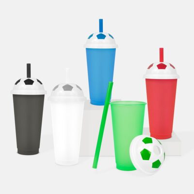 VASOS DE FUTBOL Vasos de futbol sin duda ideal para promover tu marca en el Mundial ademas vienen en varios colores y tienen popote