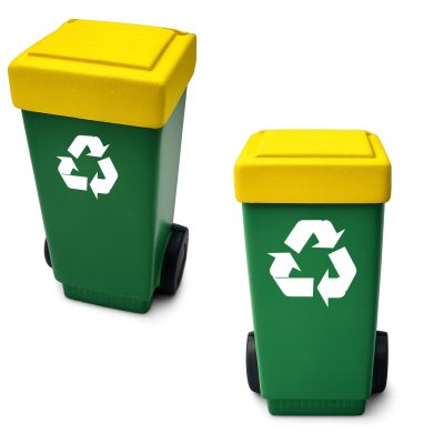 Antiéstres promocional en forma de contenedor de reciclaje personalizado
