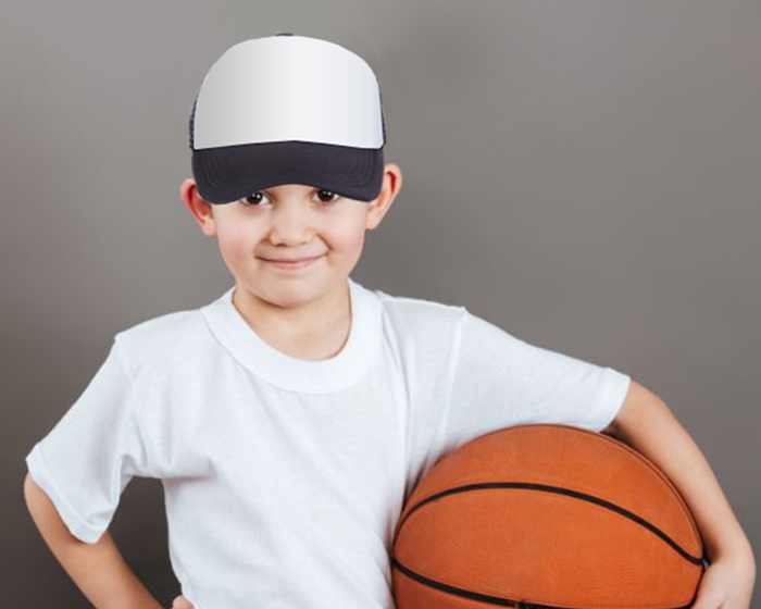 "Gorra Marfil infantil personalizada en poliéster con malla para niños"