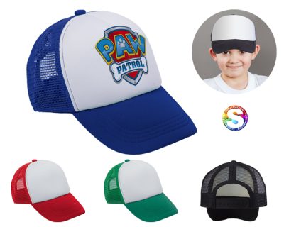 "Gorra Marfil infantil personalizada en poliéster con malla para niños"